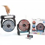 Desktop Cooling Fan Portable Bluetooth Speaker with Solar Charge, LED Light, FM Radio, Multi Feature Speakers FP225 for Universal Cell Phone And Bluetooth Device (Black)