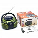 Classic CD Player Design Portable Bluetooth Speaker with Solar-Powered - Perfect for Outdoor Adventures and Sustainable Living FP226 for Universal Cell Phone And Bluetooth Device (Green)