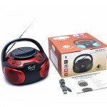 Classic CD Player Design Portable Bluetooth Speaker with Solar-Powered - Perfect for Outdoor Adventures and Sustainable Living FP226 for Universal Cell Phone And Bluetooth Device (Red)