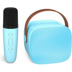 Cute Bluetooth Speaker & Microphone: Portable Karaoke Fun, Loud Sound for Music & Song KMS-180 for Universal Cell Phone And Bluetooth Device (Blue)