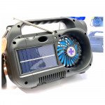 Versatile Portable Bluetooth Speaker with Built-in Solar Panel Cooling Fan AM/FM/SW Radio and Handy Carry Strap NS-8057SF for Universal Cell Phone And Bluetooth Device (Black)