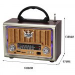 Vintage 5W AM/FM Radio: Wooden Case, Old-Style Desktop, Stereo Sound Wooden Speaker NS-8891BT for Universal Cell Phone And Bluetooth Device (Gold)