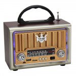 Vintage 5W AM/FM Radio: Wooden Case, Old-Style Desktop, Stereo Sound Wooden Speaker NS-8891BT for Universal Cell Phone And Bluetooth Device (Brown)