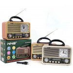 Desktop Radio: FM/AM/SW 3-Band, Clock, USB & TF Integration NS-8898BT for Universal Cell Phone And Bluetooth Device (Brown)