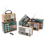 Desktop Radio: FM/AM/SW 3-Band, Clock, USB & TF Integration NS-8898BT for Universal Cell Phone And Bluetooth Device (Brown)