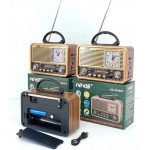 Desktop Radio: FM/AM/SW 3-Band, Clock, USB & TF Integration NS-8898BT for Universal Cell Phone And Bluetooth Device (Brown)