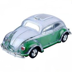 Crystal Clear Beetle Style Design Taxi Car Portable Bluetooth Speaker WS1937 for Phone, Device, Music, USB (Green)