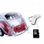 Crystal Clear Beetle Style Design Taxi Car Portable Bluetooth Speaker WS1937 for Phone, Device, Music, USB (Red)