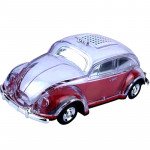 Crystal Clear Beetle Style Design Taxi Car Portable Bluetooth Speaker WS1937 for Phone, Device, Music, USB (Red)