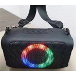 Cube Drum Style RGB LED Ring Light Portable Wireless Bluetooth Speaker with Carrying Strap S18mini for Universal Cell Phone And Bluetooth Device (Black)