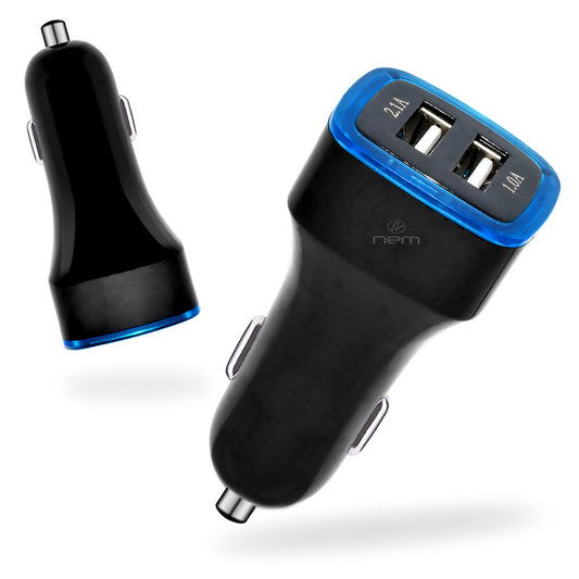 2 Port USB Car Adapter 2.1A LED Indicator ACDC09 Black