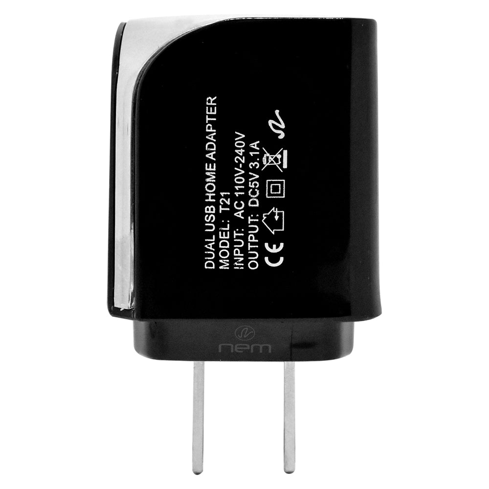 Universal Travel Dual USB Adapter Charger 3.1 Amp Black