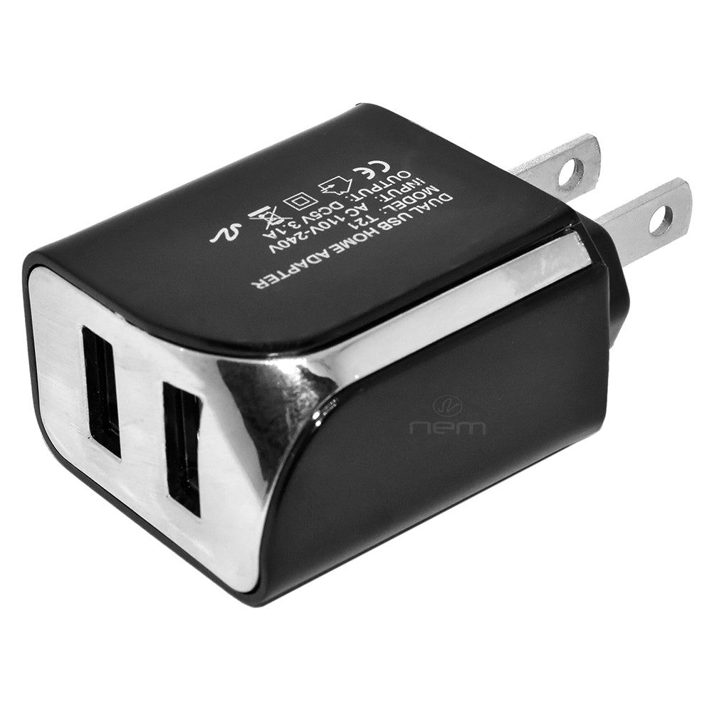 Universal Travel Dual USB Adapter Charger 3.1 Amp Black