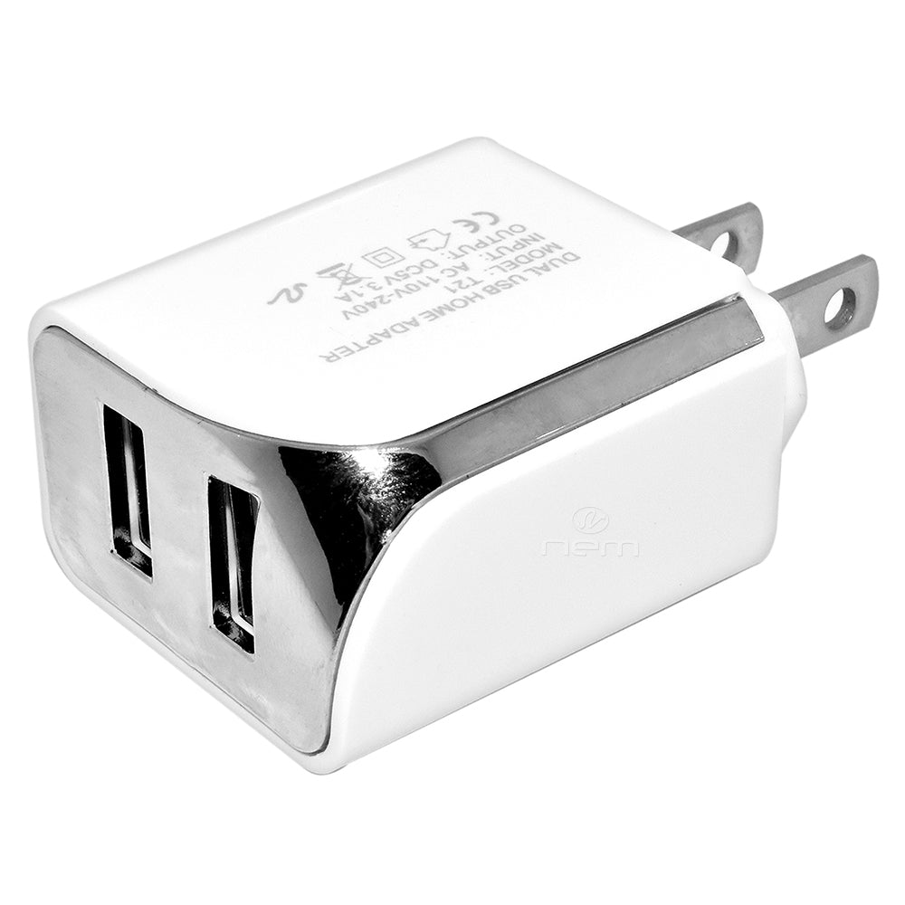 Universal Travel Dual USB Adapter Charger 3.1 Amp White