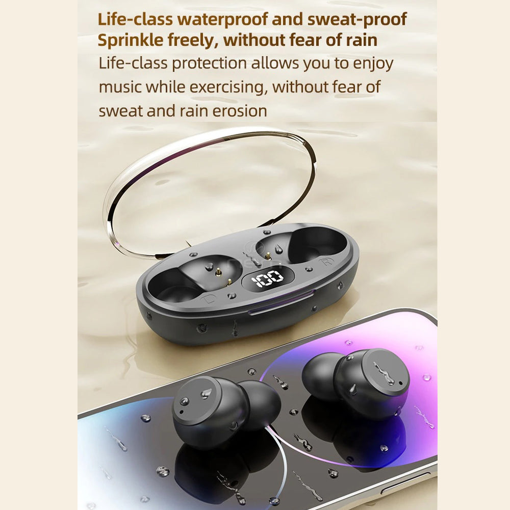 Bluetooth Wireless Earbuds Waterproof LED Display BT-T62 BK