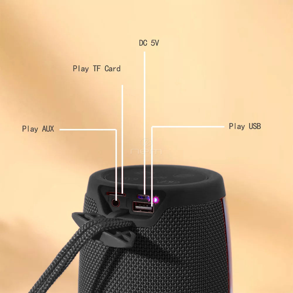 Bluetooth Portable Mini Stereo Speaker LED Light TG317 Black
