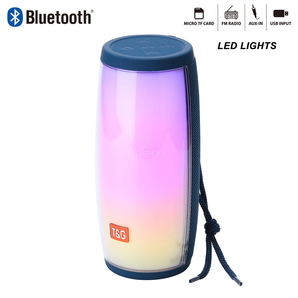 Bluetooth Portable Mini Stereo Speaker LED Light TG317 Blue