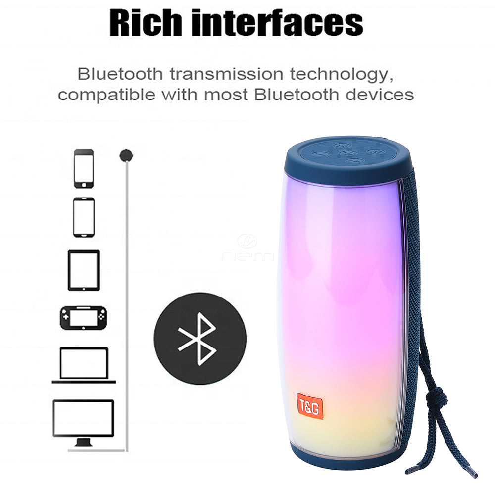 Bluetooth Portable Mini Stereo Speaker LED Light TG317 Blue