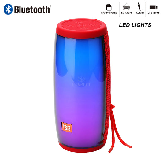 Bluetooth Portable Mini Stereo Speaker LED Light TG317 Red