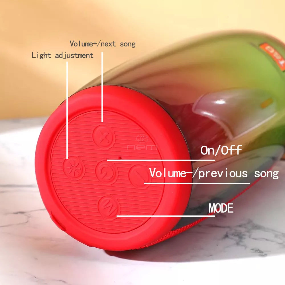 Bluetooth Portable Mini Stereo Speaker LED Light TG317 Red