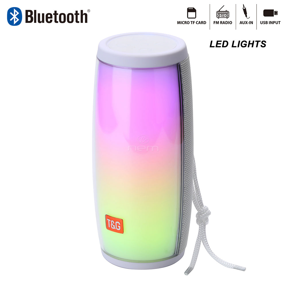 Bluetooth Portable Mini Stereo Speaker LED Light TG317 White