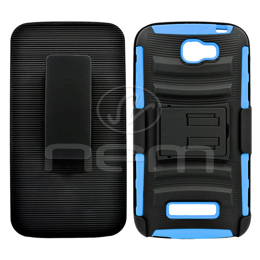 Alcatel One Touch Fierce 2 Black/Black TPU with Blue Holster Combo 05C...