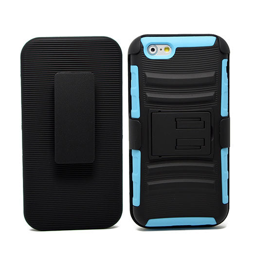 Apple iPhone 6 Plus Clip Black/Blue TPU with Black Holster Combo 5