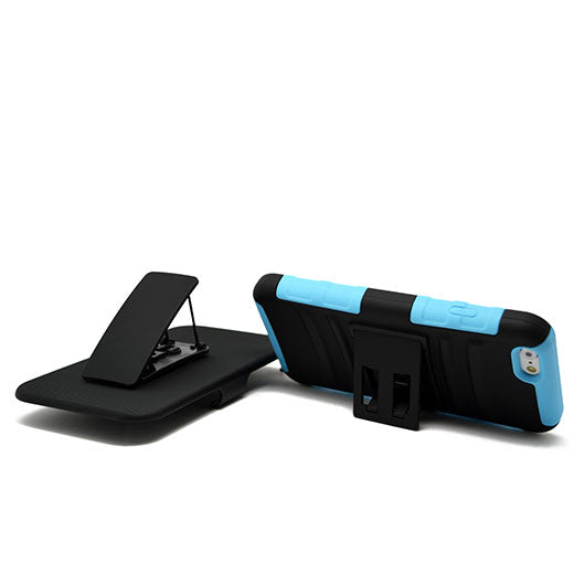 Apple iPhone 6 Plus Clip Black/Blue TPU with Black Holster Combo 5