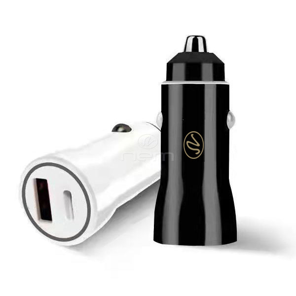 Car Charger Dual Ports USB & Type C 24 Pcs CC07 Black White