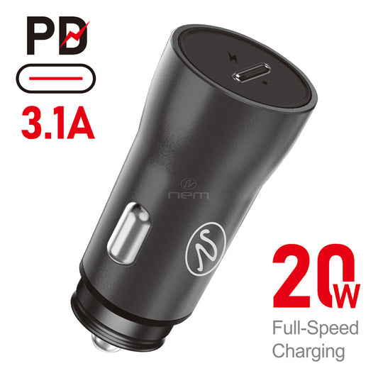 3.1A TYPE-C Car Adapter Fast Charge 20W CCA3 Black