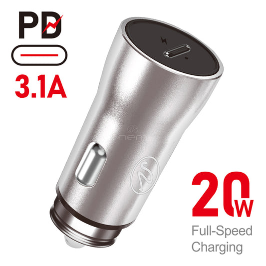 3.1A TYPE-C Car Adapter Fast Charge 20W CCA3 Silver
