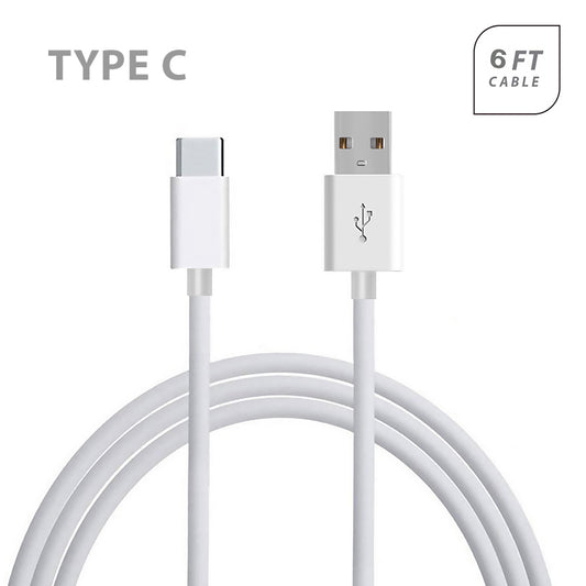 Universal Round Data Cable Type C (6 Ft) White