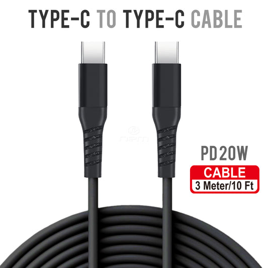 Universal TYPE-C TO TYPE-C CABLE 10 Ft. DC10 Black