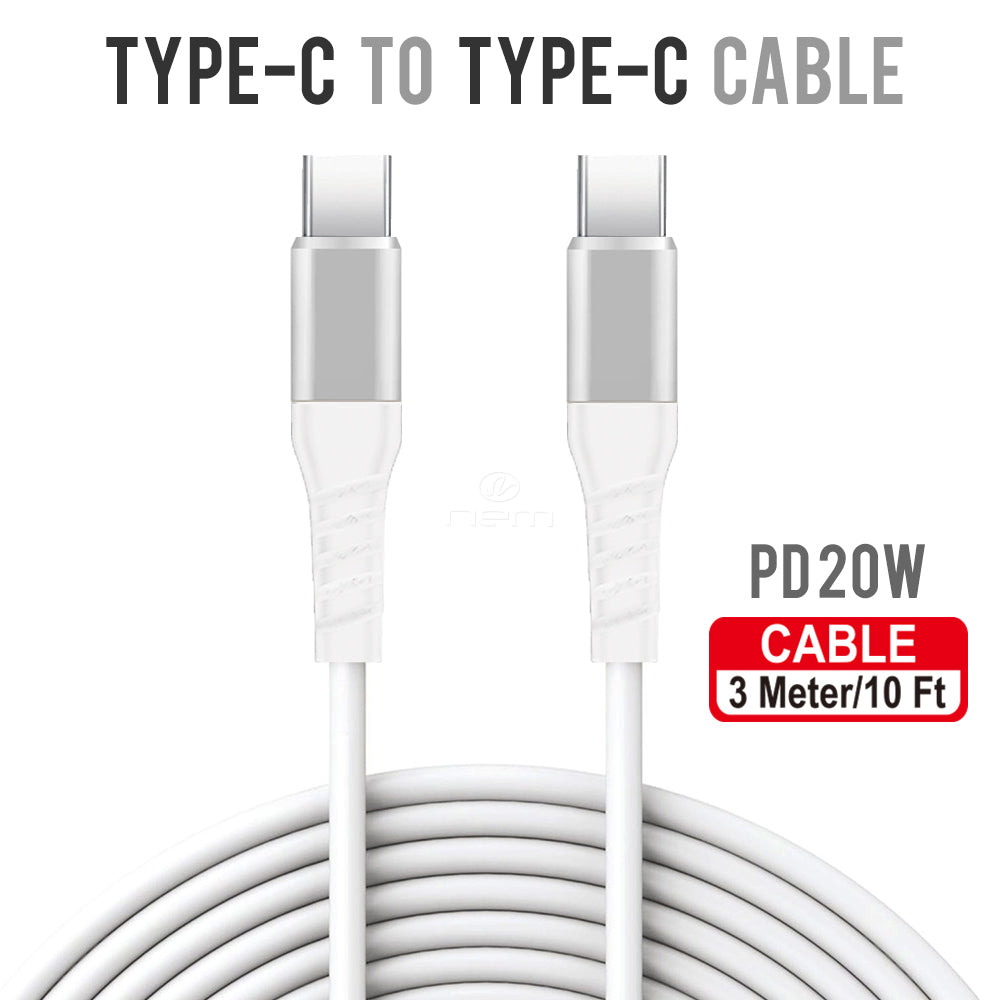 Universal TYPE-C TO TYPE-C CABLE 10 Ft. DC10 White