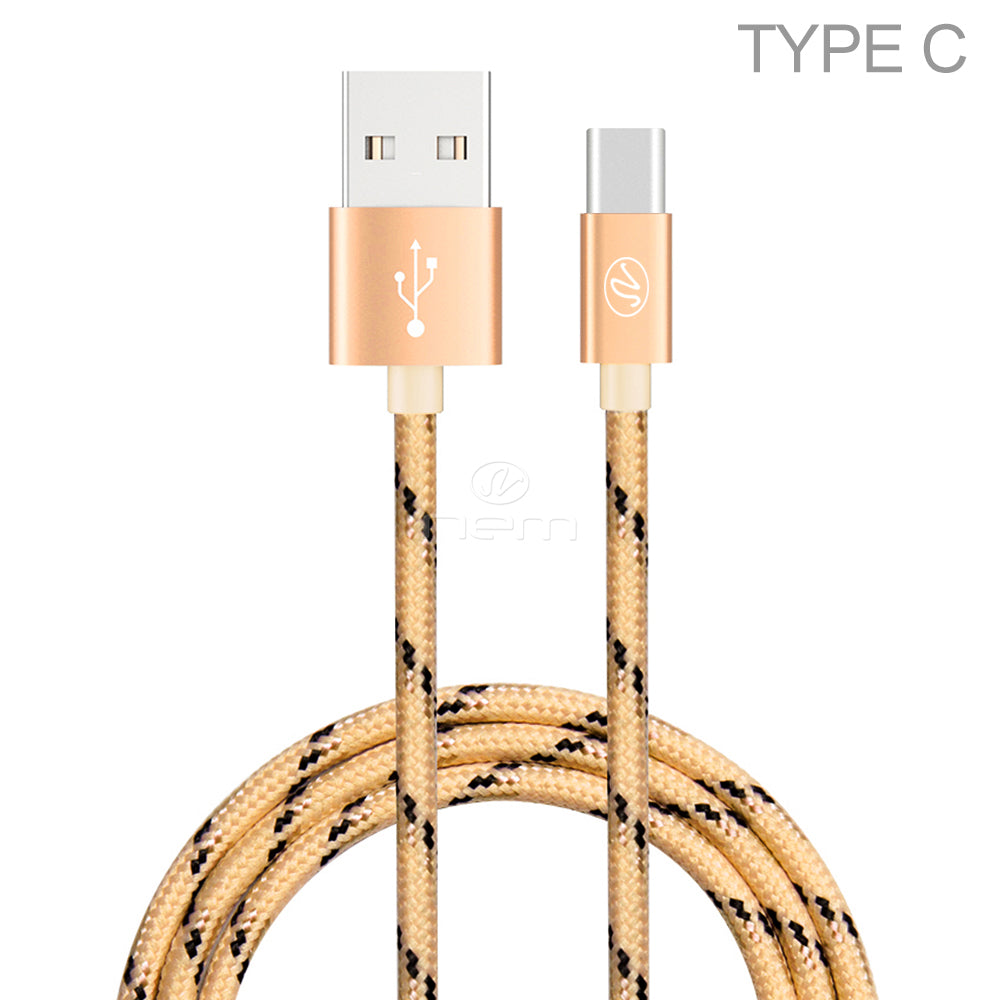 Universal TYPE-C Braided Data Cable 10FT Gold