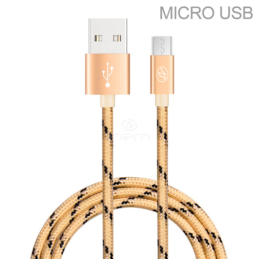 Universal Micro USB/V8/V9 Braided Data Cable 10FT Gold