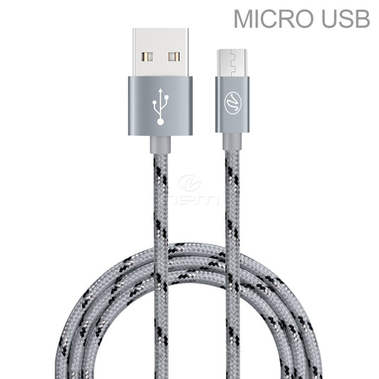 Universal Micro USB/V8/V9Braided Data Cable 10FT Gray