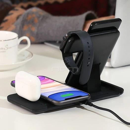4IN1 Wireless Charging Station Multiple Devices 15W Black