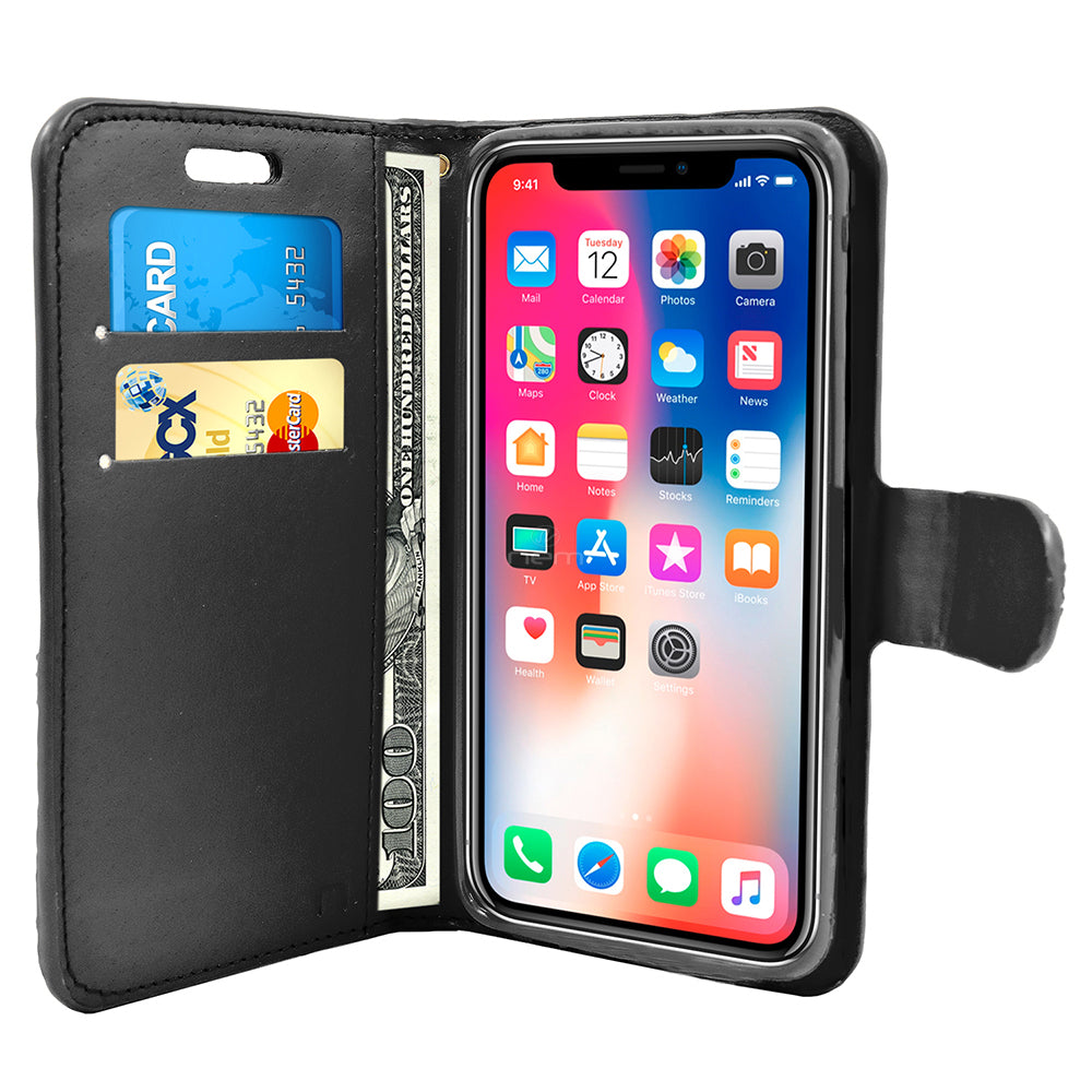 Apple iPhone X/XS Diamond Wallet Case DWC03 Black