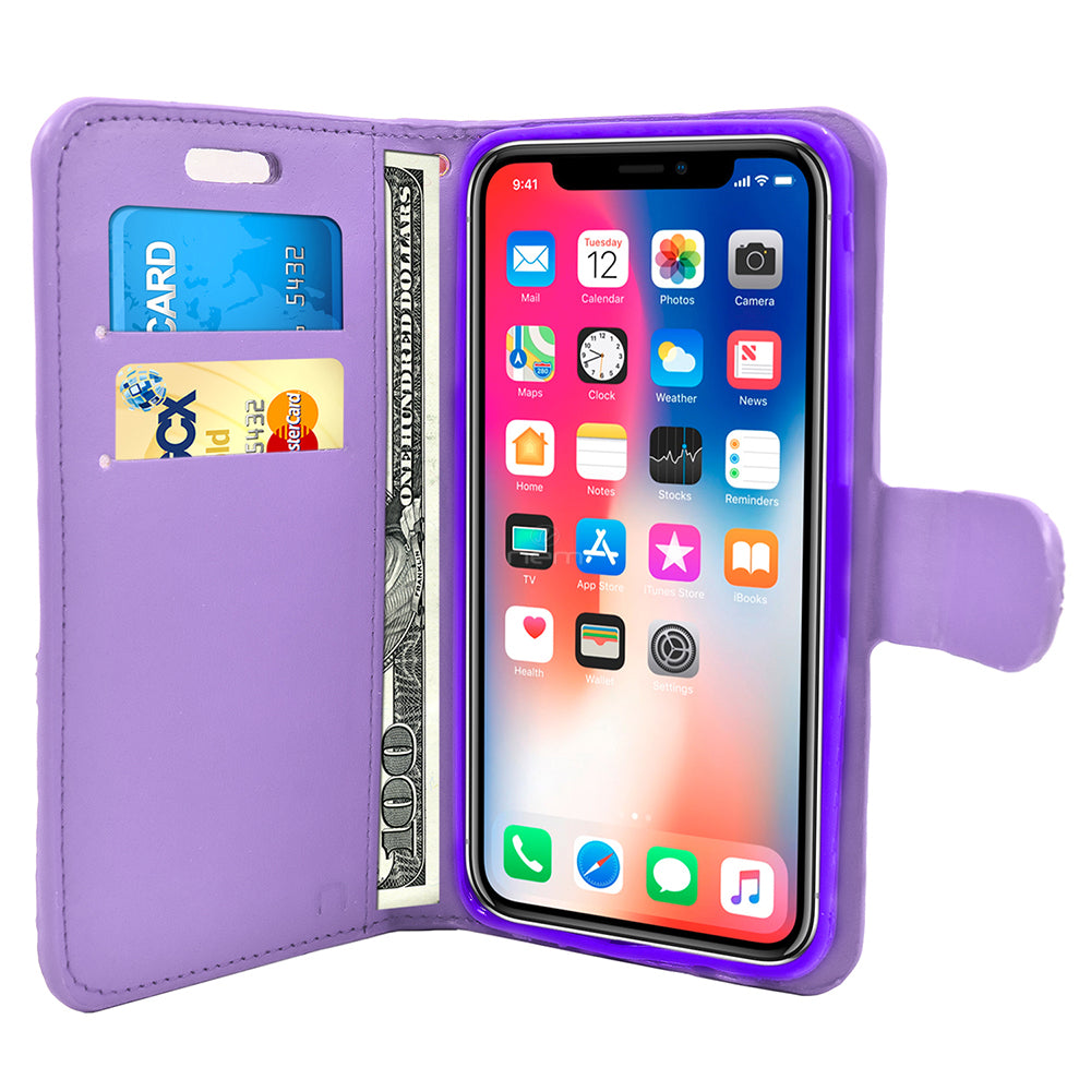 Apple iPhone X/XS Diamond Wallet Case DWC03 Purple