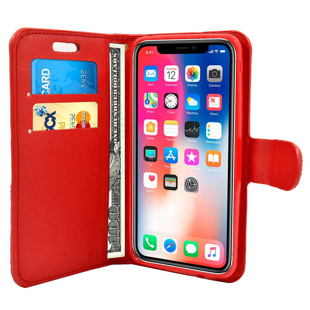 Apple iPhone X/XS Diamond Wallet Case DWC03 Red