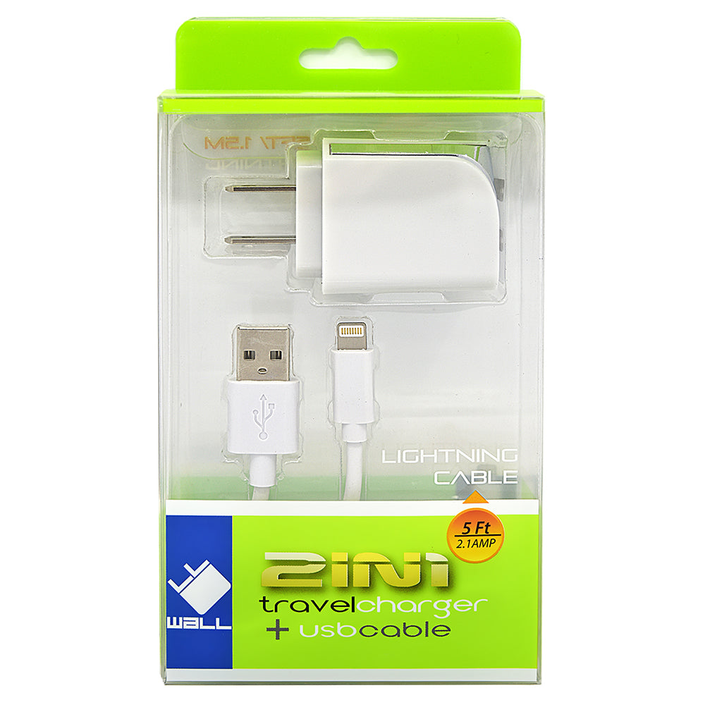 Apple iPhone 2 in 1 Dual USB Charger & Lightning Cable White