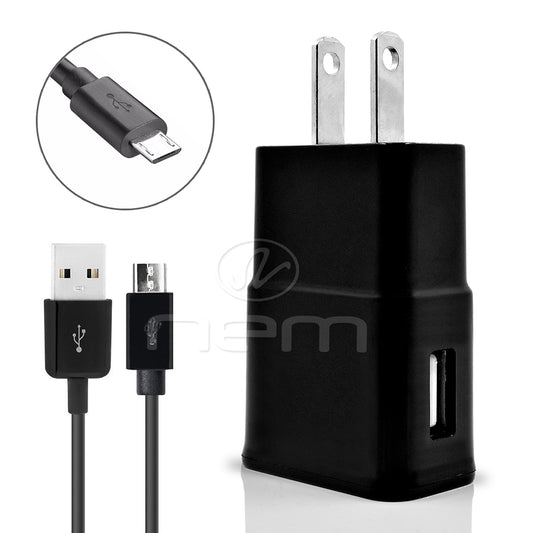 2n1 Travel Fast Charger & Micro USB/V8 Cable Black