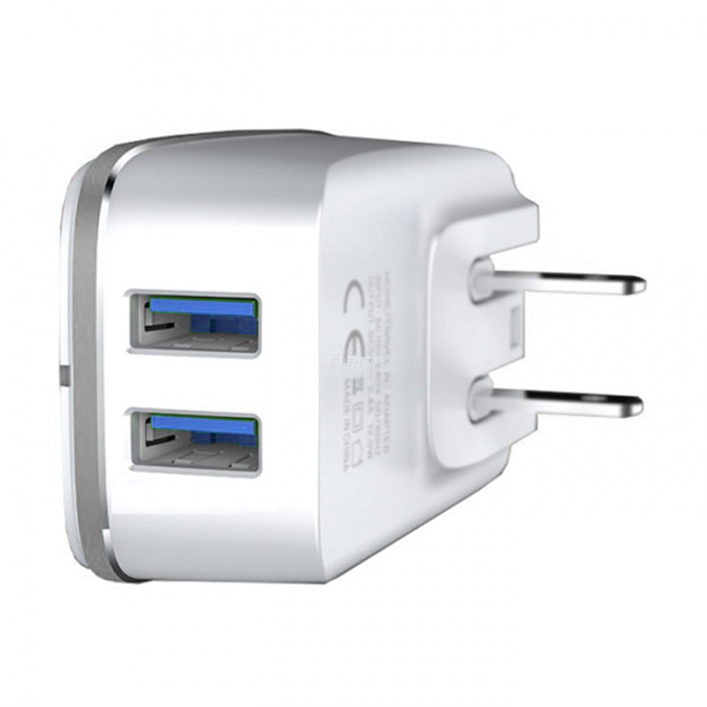 2in1 Universal Dual Port Travel Charger 3.4A Lightning White