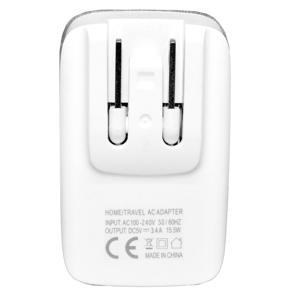 2in1 Universal Type-C Dual Port Travel Charger 3.4A - White