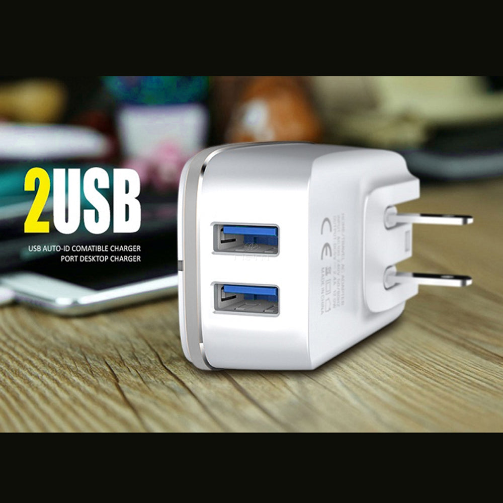 2in1 Universal Dual Port Travel Charger 3.4A Lightning White