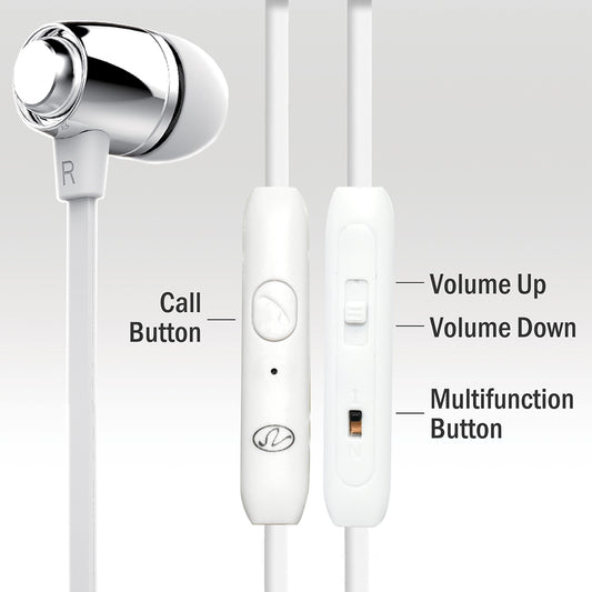 Universal Stereo Handsfree Earphone IBUD08 Silver/White