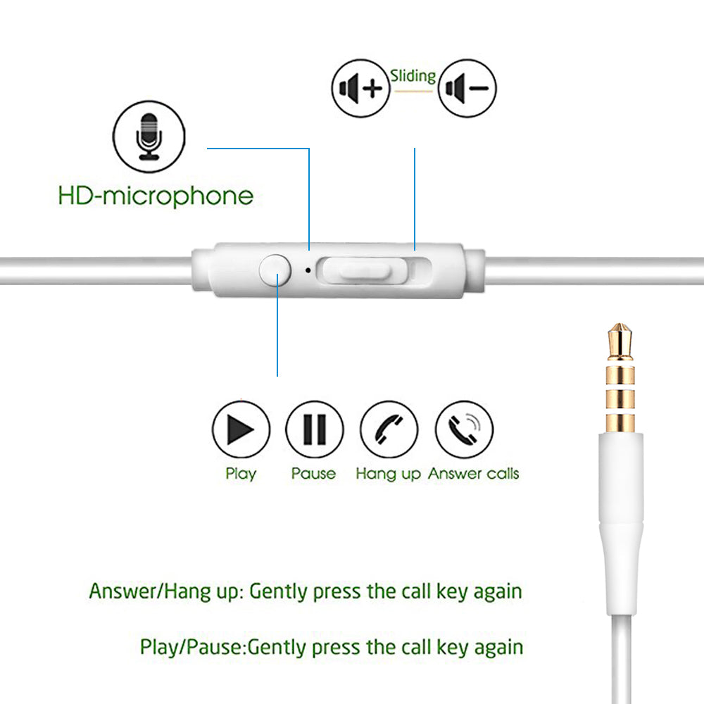 Universal Sweatproof Sport Earphone w. Hook IBUD07 White