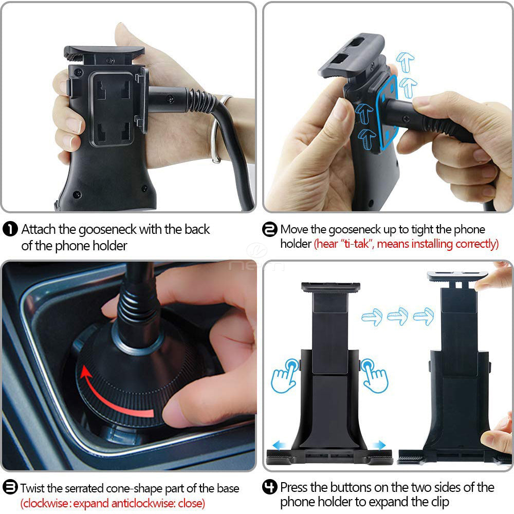 2-in-1 Tablet & Smart Phone Car Cup Holder HOL-416
