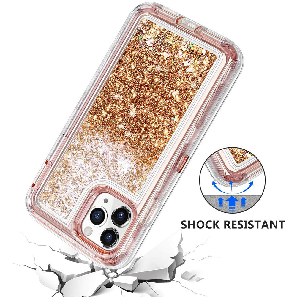 iPhone 11 Pro(5.8) Liquid Glitter Defender Case HYB03D RoseGd